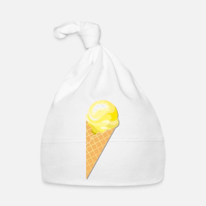 Kugel Vanille Eis Geschenk Idee - Baby Bio-Mütze - Weiß