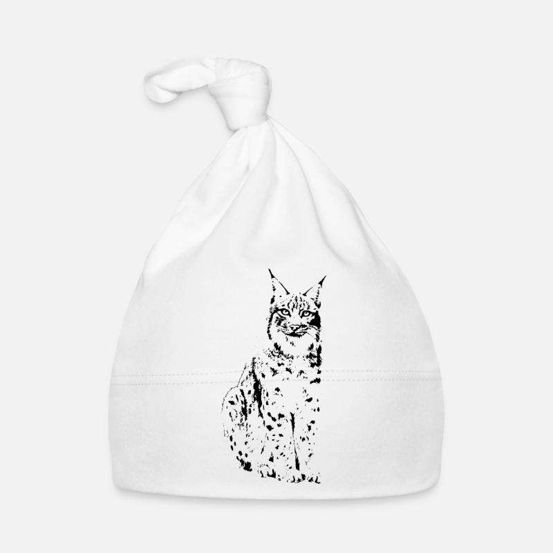 Chat Lynx chat sauvage - Bonnet bio Bébé - blanc