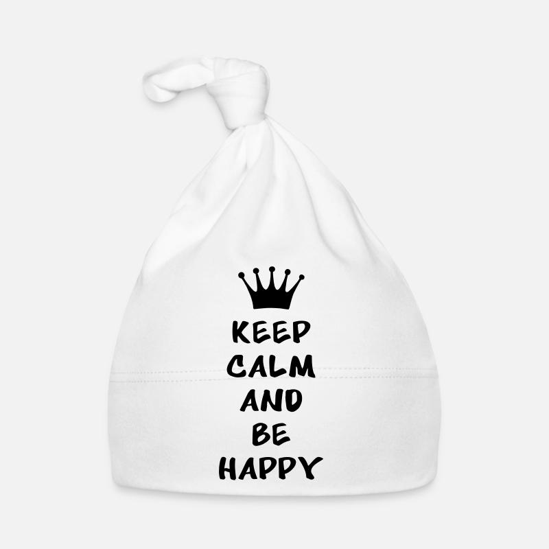 Keep calm and be happy - Baby Bio-Mütze - Weiß
