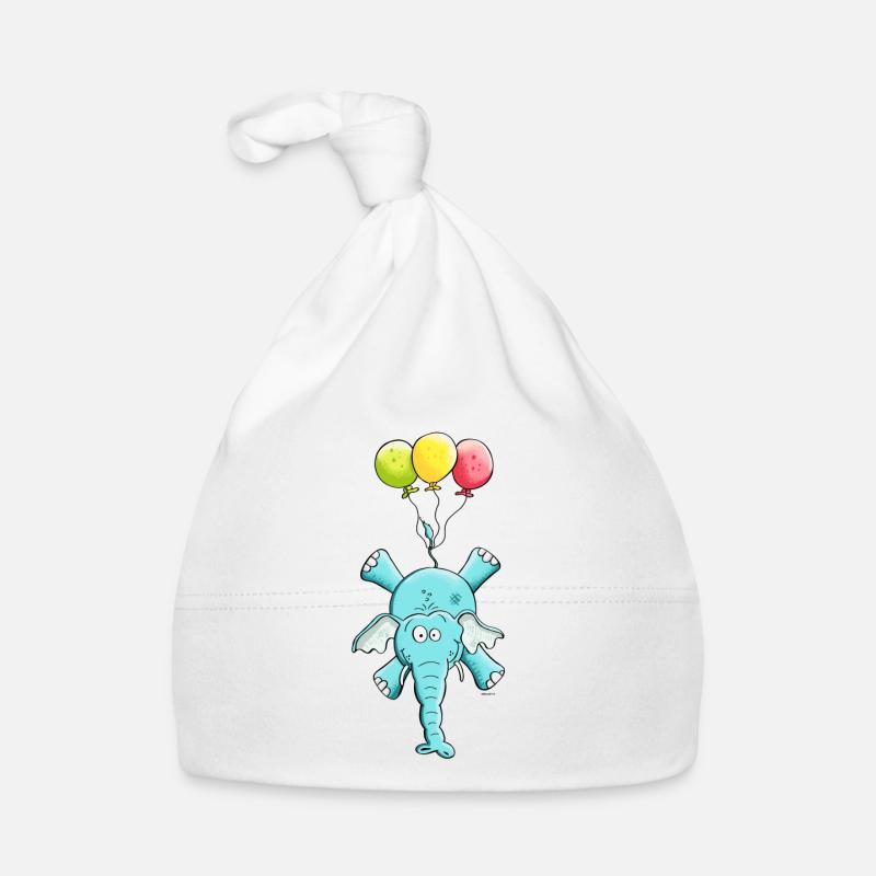 Elephant avec des ballons - Bonnet bio Bébé - blanc