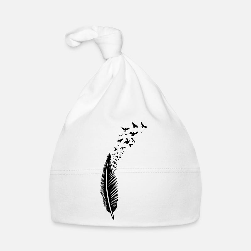 Feather and birds, feather with birds - Organic Baby Cap - white