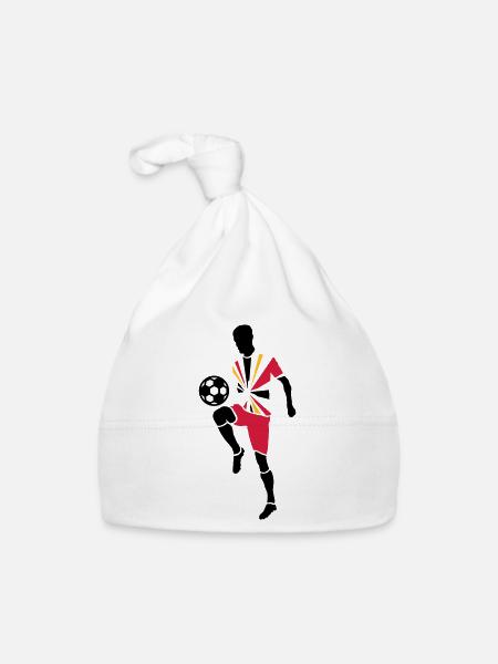 Joueur de foot avec ballon de foot - Bonnet bio Bébé - blanc - Devant