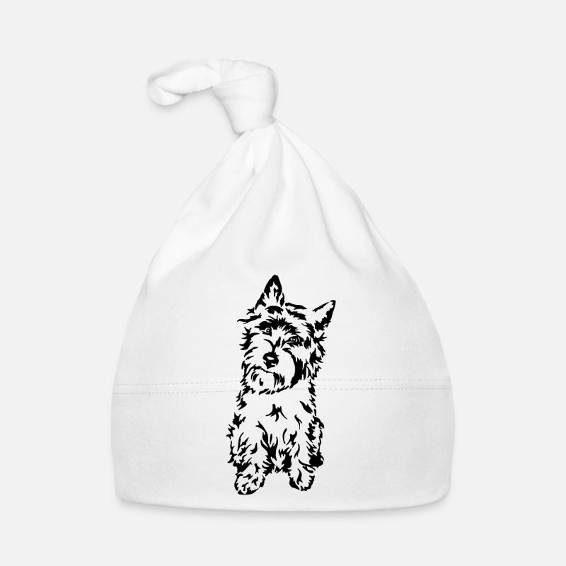 Cairn Terrier - Bonnet bio Bébé - blanc