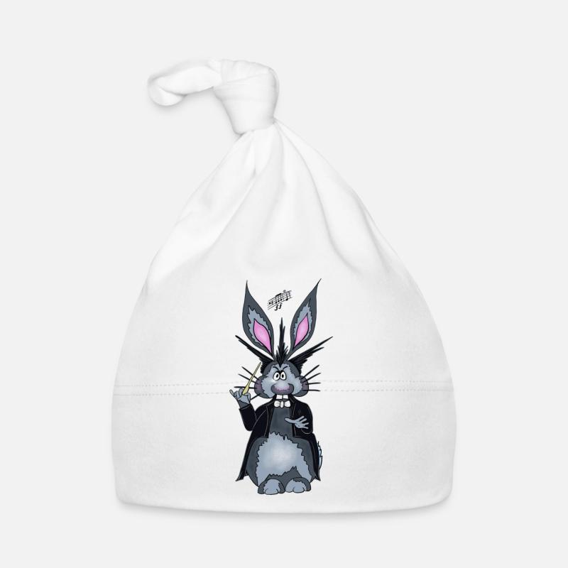 Herbert der Hase als Dirigent - Baby Bio-Mütze - Weiß