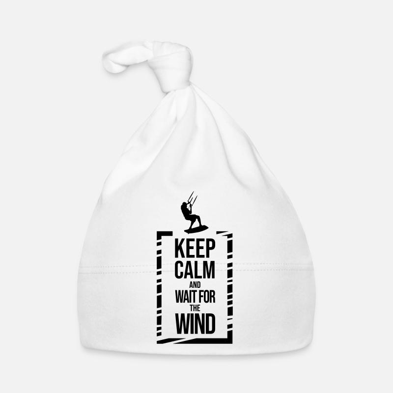 Restez calme et attendez le vent - Kitesurf - Bonnet bio Bébé - blanc