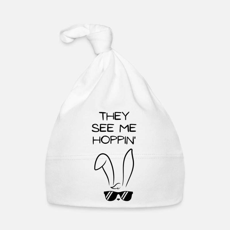 Ils me voient hoppin' Drôle de Pâques - Bonnet bio Bébé - blanc