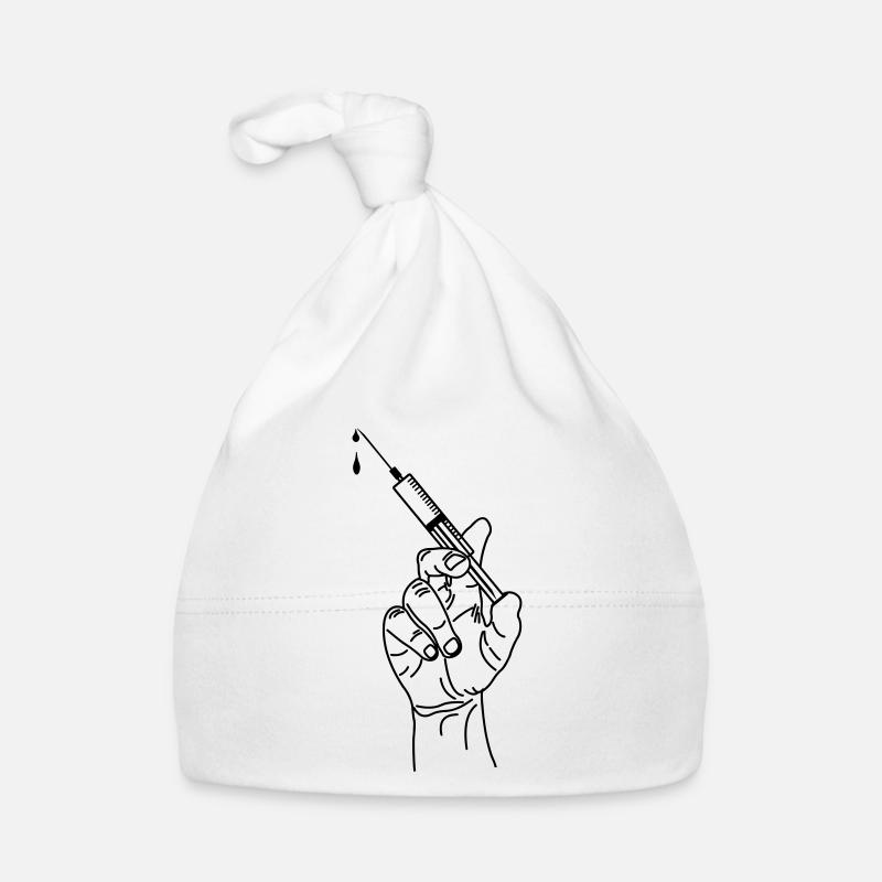 Hand holding vaccination syringe Organic Baby Cap