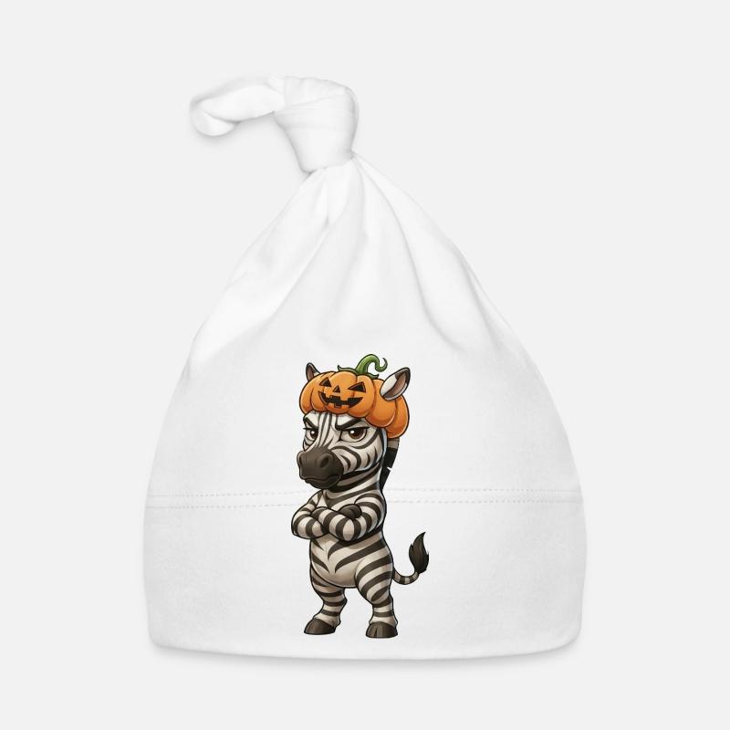Grim Zebra Halloween Pouting Arms Organic Baby Cap
