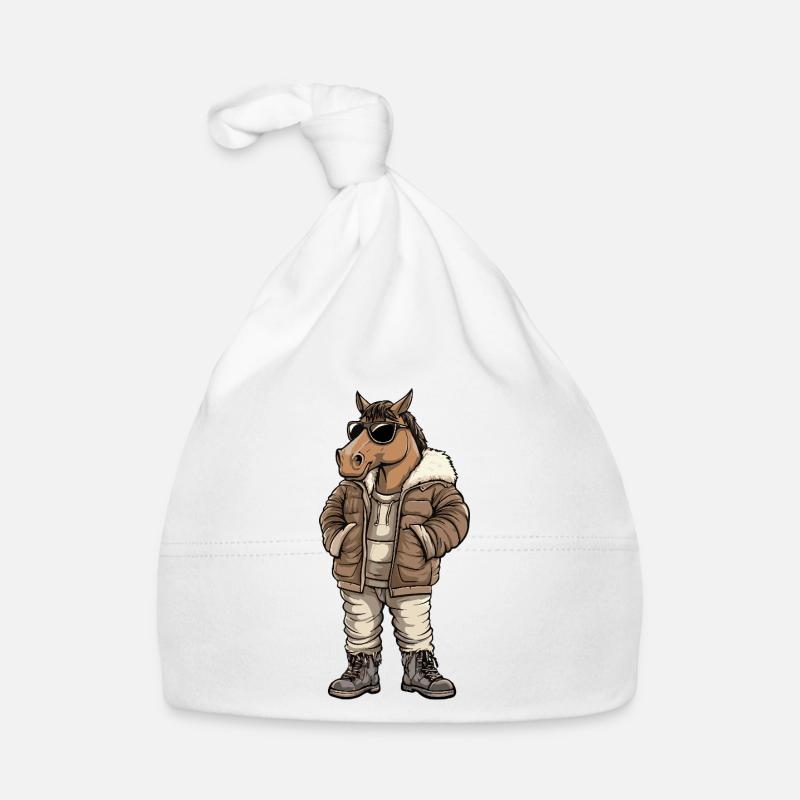 Cheval Cool Hiver - Bonnet bio Bébé - blanc