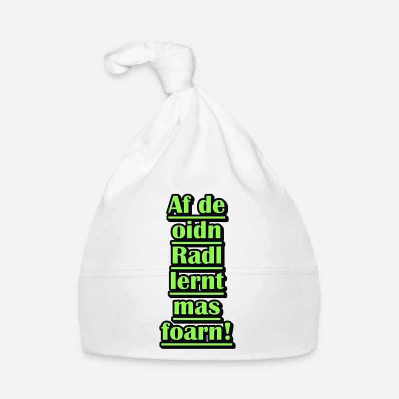 Citation d’apprentissage du vélo en vert néon - Bonnet bio Bébé - blanc
