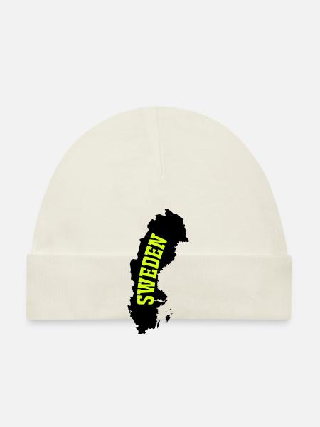 Sweden Neon Lettering - Organic Baby Cap - white - Front