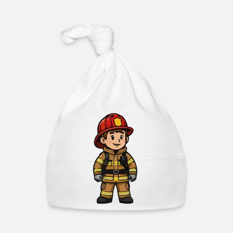 Petit héros pompier en équipement Bonnet bio Bébé