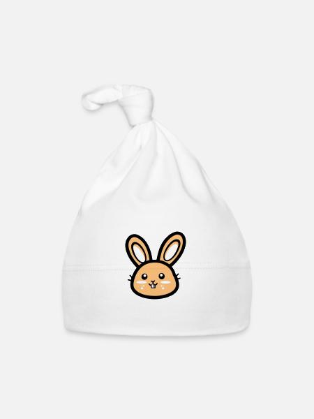 Hase Kopf Osterhase Icon Ostern - Baby Bio-Mütze - Weiß - Vorne