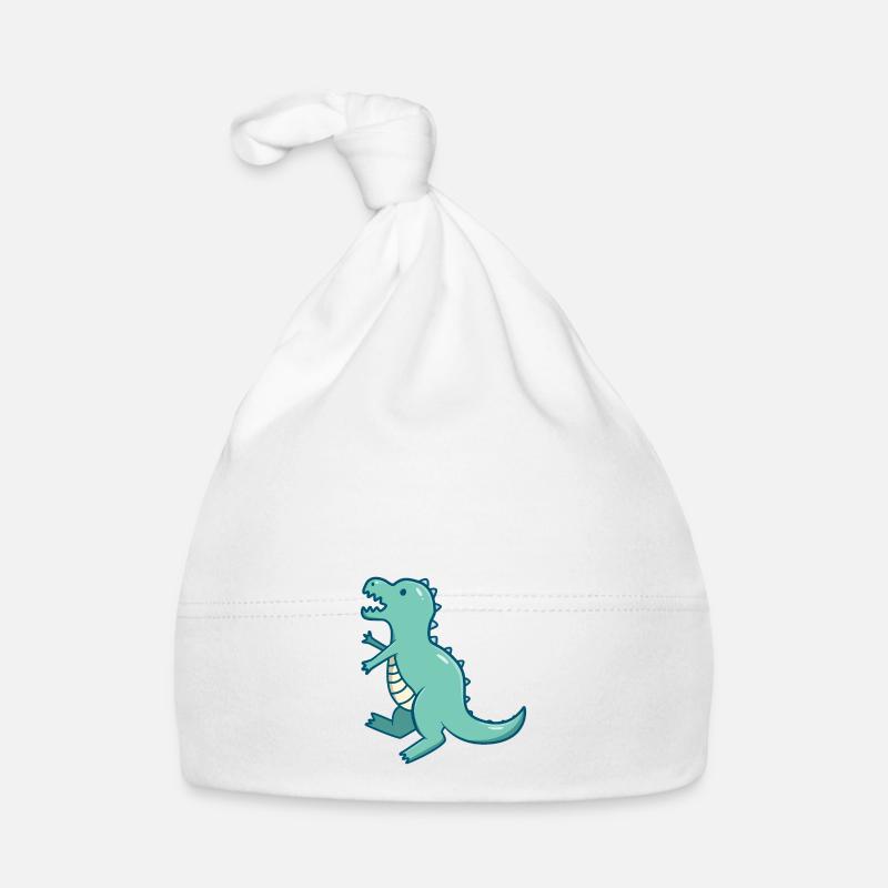 Petit dinosaure mignon bleu T-Rex - Bonnet bio Bébé - blanc