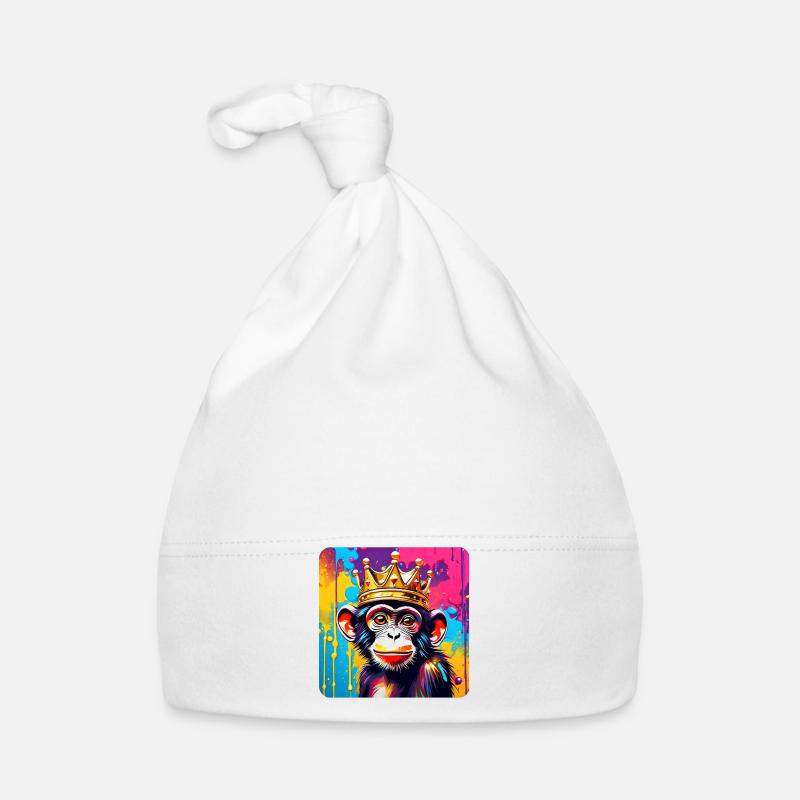 Singe mignon avec couronne dans le style graffiti Bonnet bio Bébé