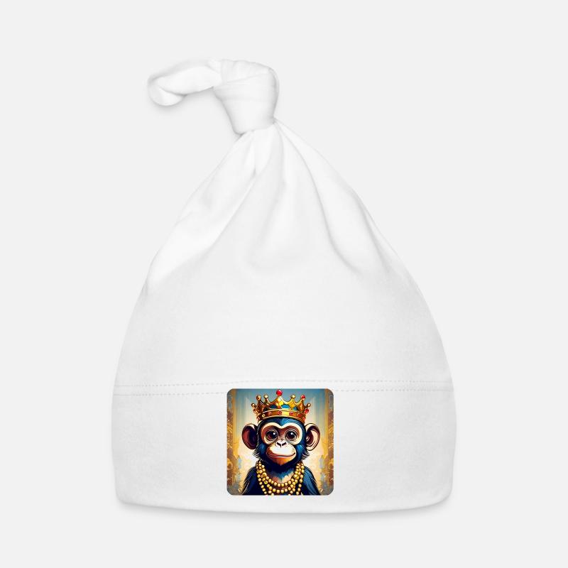 Cute monkey with crown Organic Baby Cap
