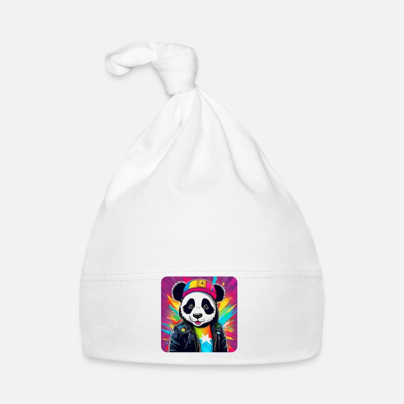 Cooler bunter Panda Bär im Graffiti Style Baby Bio-Mütze