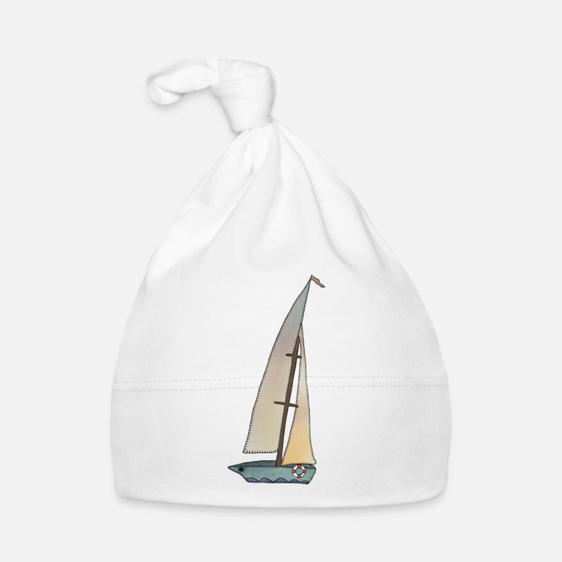 Segelboot - Baby Bio-Mütze - Weiß