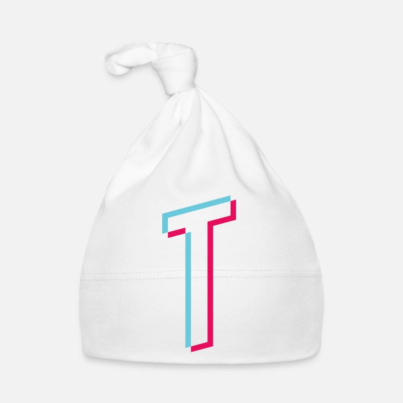 T - lettre T - Bonnet bio Bébé - blanc