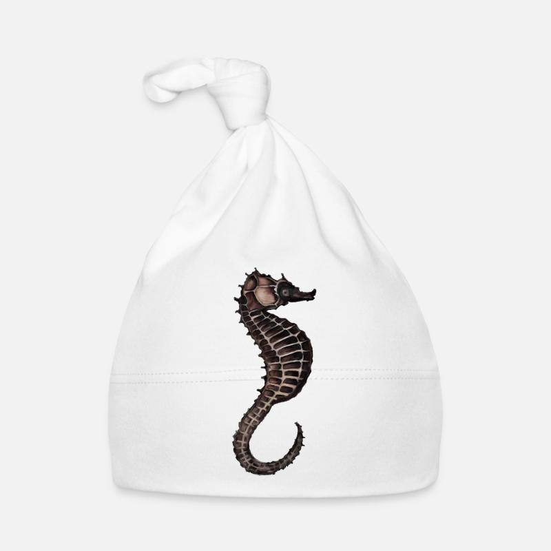 Watercolor Seahorse Pattern Organic Baby Cap