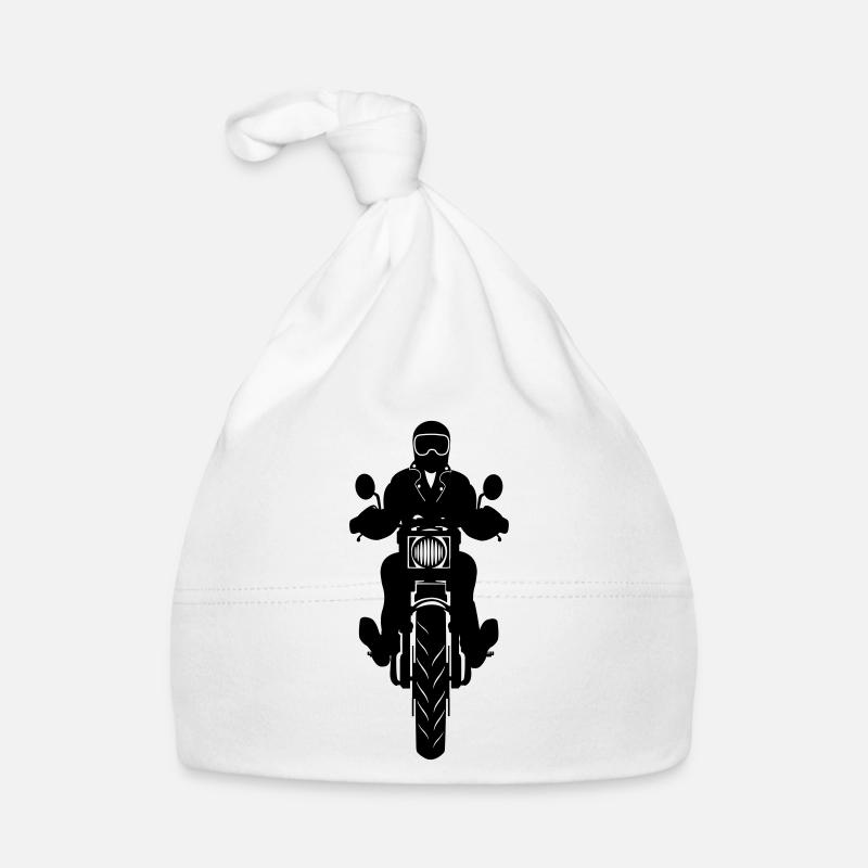 Motorcycle with motorcyclist front view Organic Baby Cap