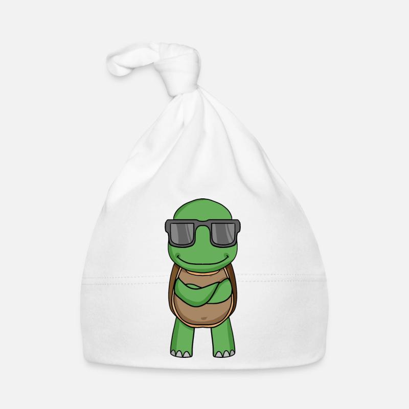 Turtle with sunglasses Organic Baby Cap