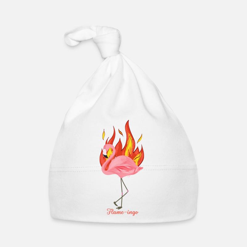 Flamant rose | Tee-shirt avec jeu de mots anglais - Bonnet bio Bébé - blanc
