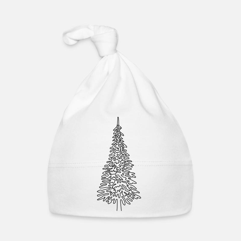 Christmas tree continuous line Art Line Organic Baby Cap