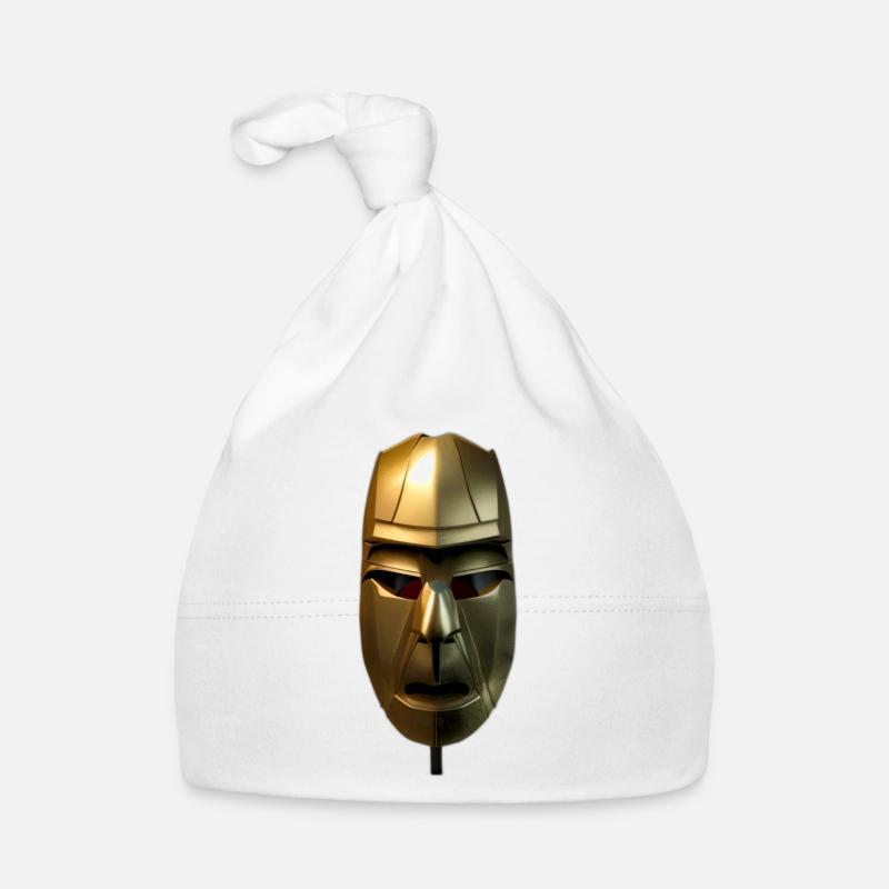 Gold pharaons gardien face - Bonnet bio Bébé - blanc