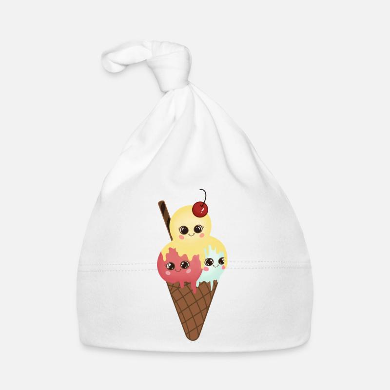 Witzige Eiskugeln in der Waffel Baby Bio-Mütze