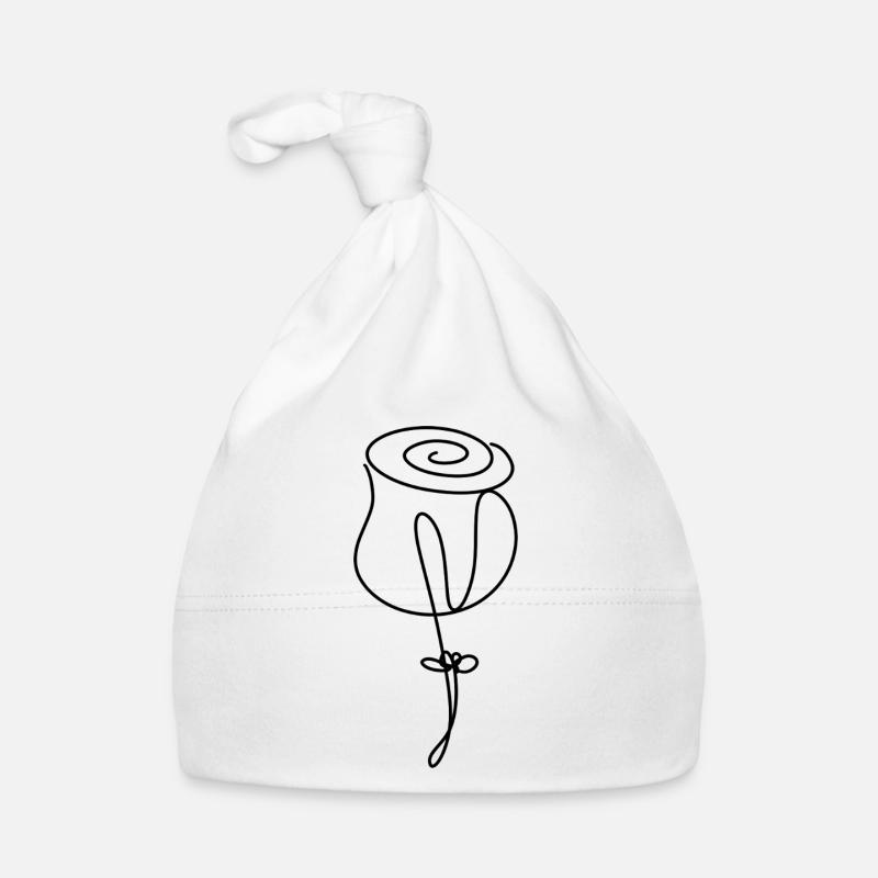 Minimalistische Rose Blume Handgezeichnet Baby Bio-Mütze
