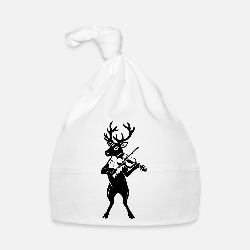 Illustration de bande dessinée de rennes jouant du violon Bonnet bio Bébé