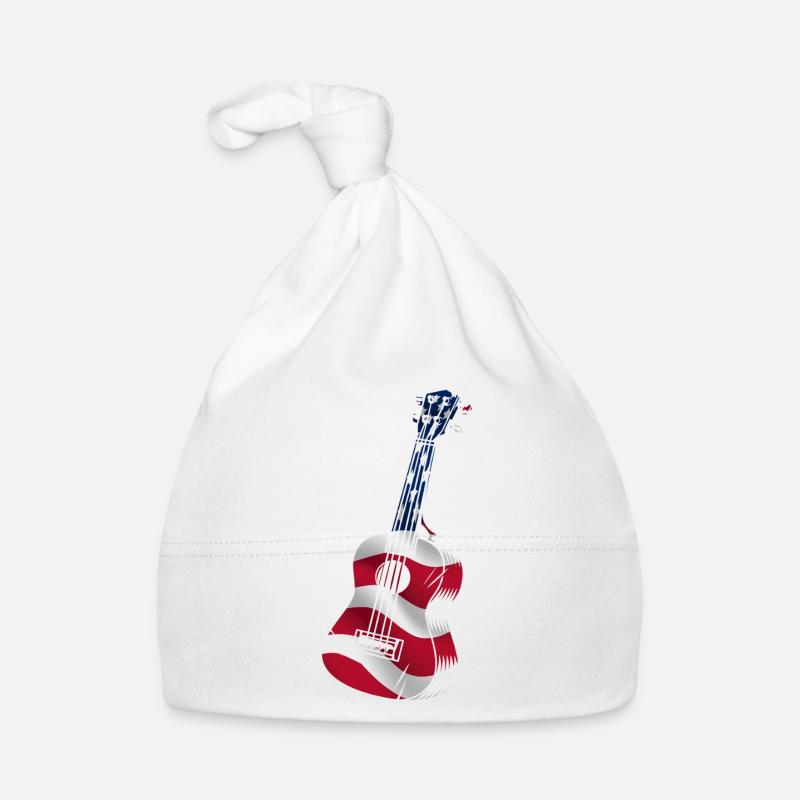 Hawaiian Ukulele Uke American Flag Organic Baby Cap