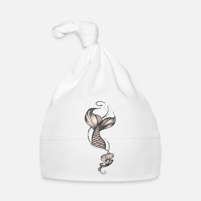 Queue de sirène florale vintage - Bonnet bio Bébé - blanc