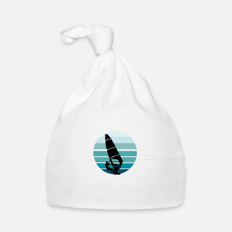 Surfer Windsurfer fond bleu - Bonnet bio Bébé - blanc