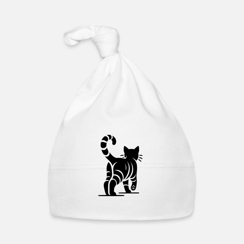 Vue de dos d’un chat élégant avec des rayures Bonnet bio Bébé