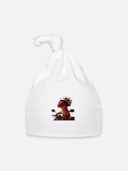 Happy Dino - Organic Baby Cap - white - Front