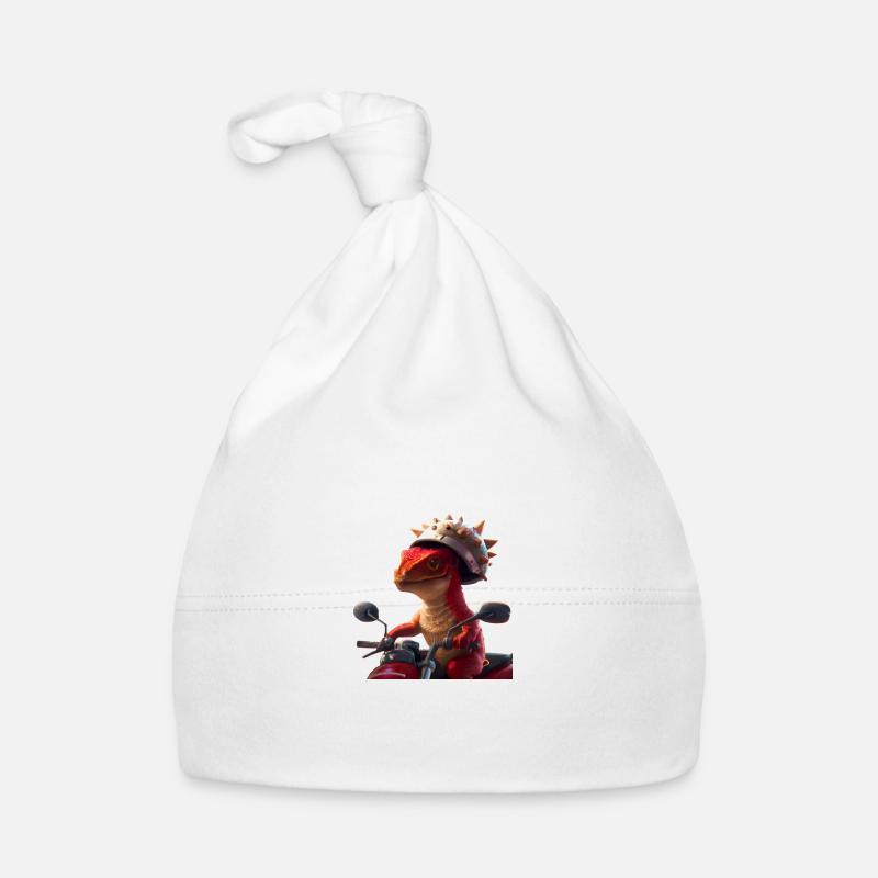 Happy Dino - Organic Baby Cap - white