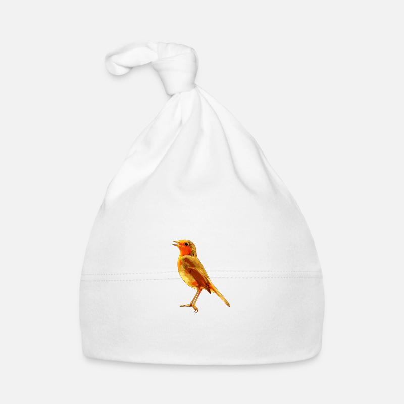 Rotkehlchen singend Baby Bio-Mütze