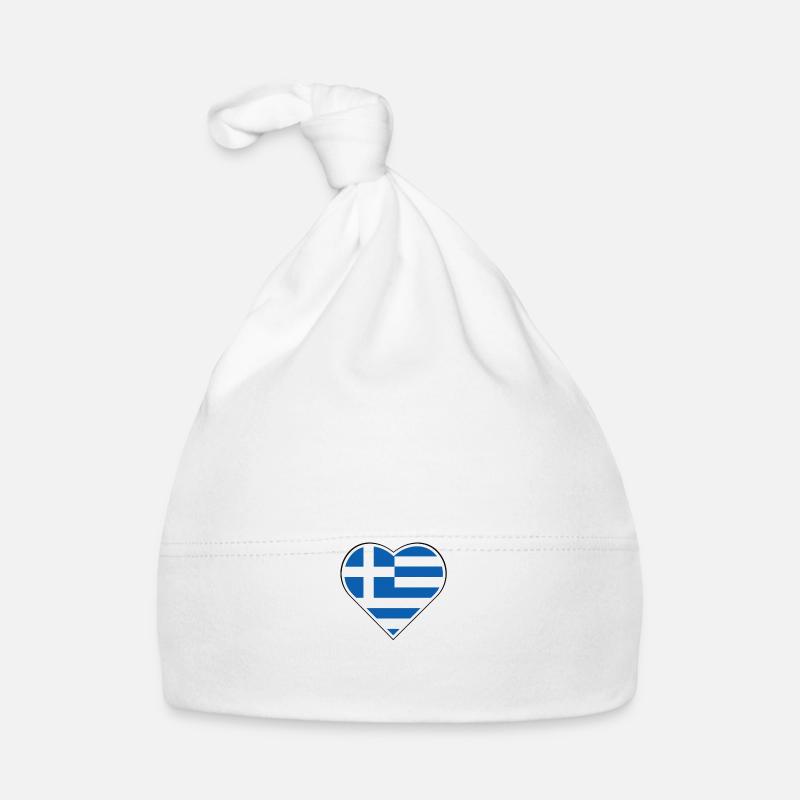 Mon cœur bat pour la Grèce - Bonnet bio Bébé - blanc