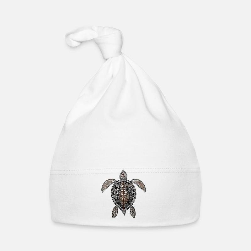 Symbole maori Tortue I - Bonnet bio Bébé - blanc
