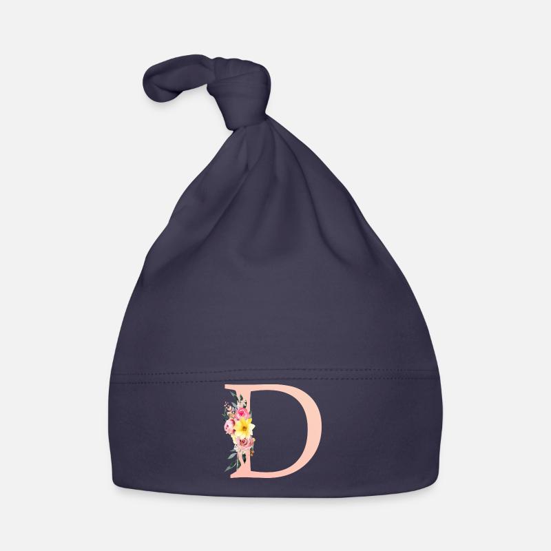D Monogramm Floral Baby Bio-Mütze