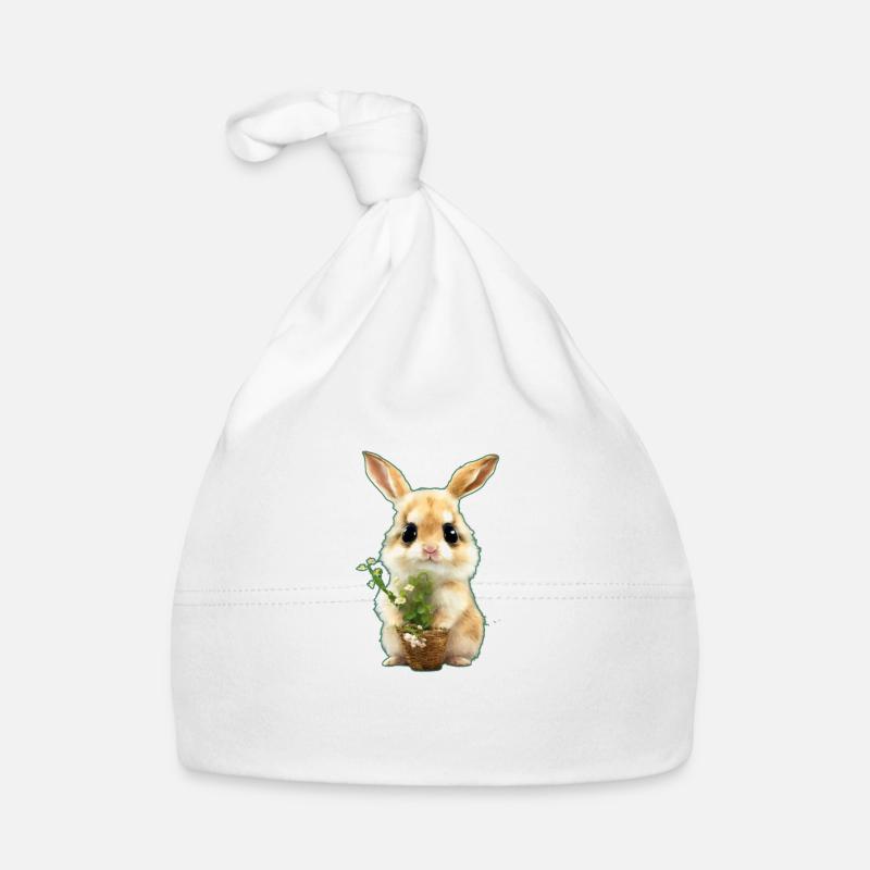 Little rabbit with flowers Organic Baby Cap