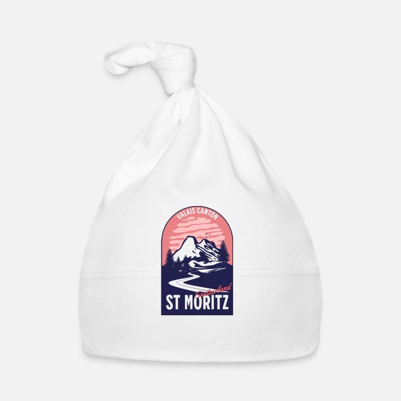 St. Moritz Schweiz Wallis - Baby Bio-Mütze - Weiß