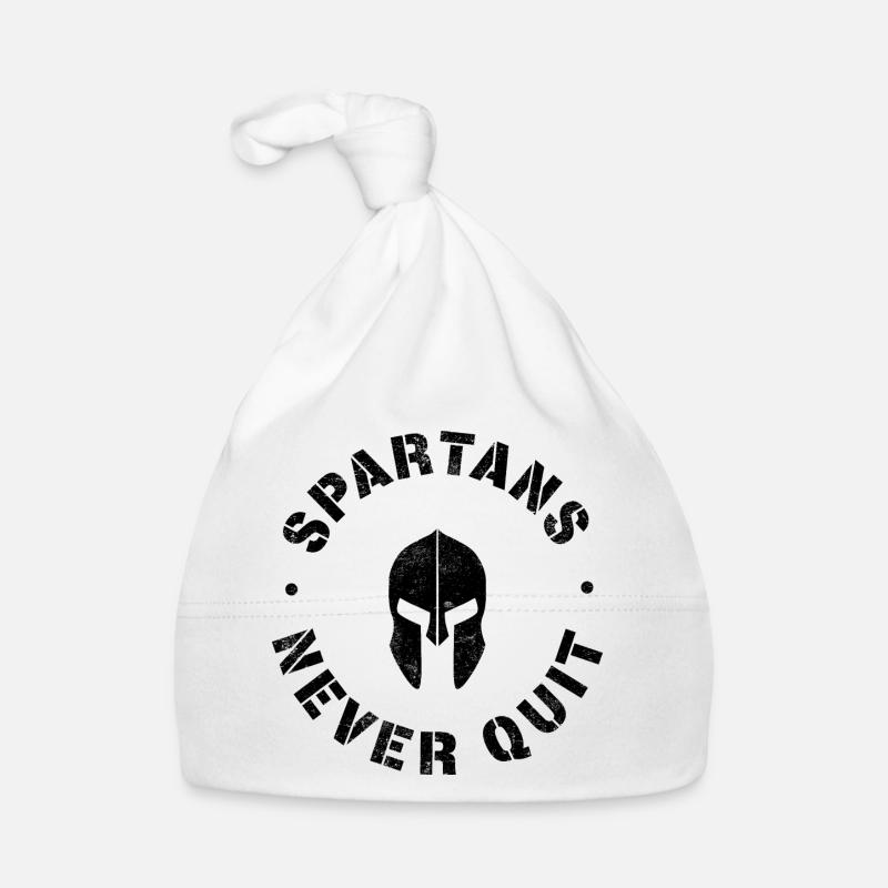 Spartans never quit black - Organic Baby Cap - white