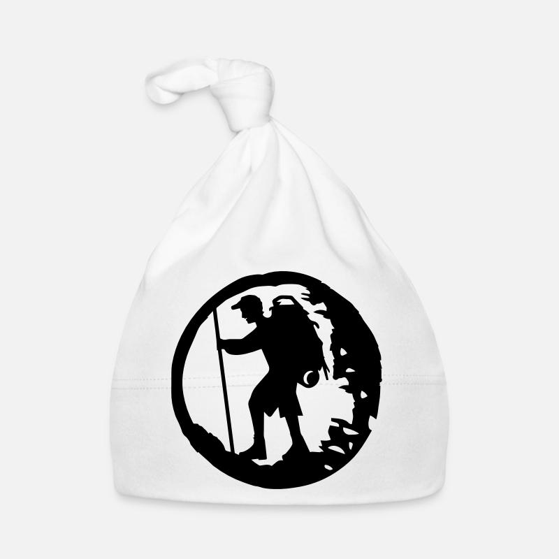 A hiker with backpack and trekking pole Organic Baby Cap