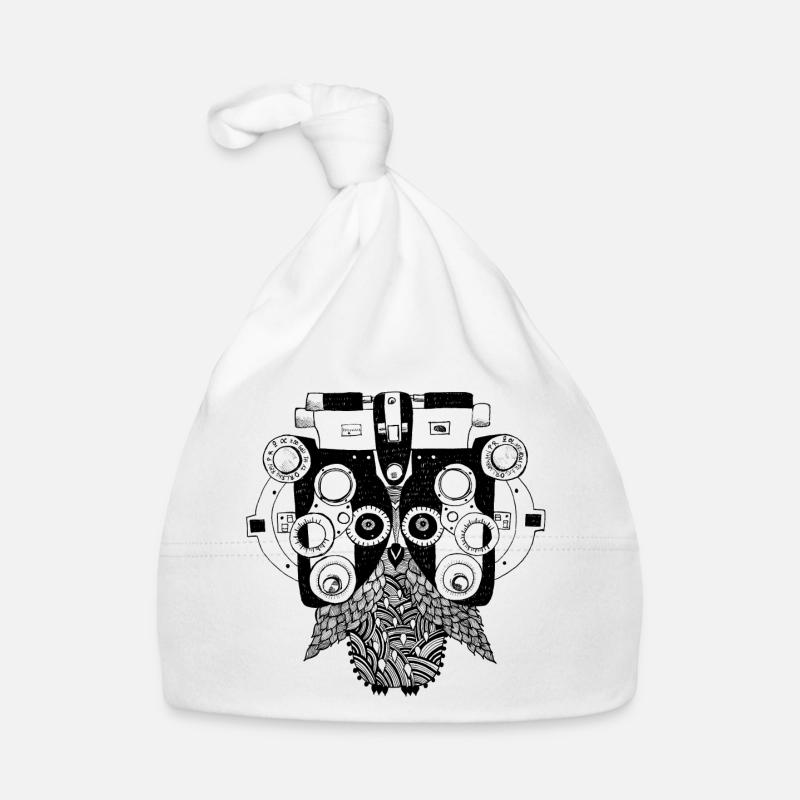 Phoropter Eule beim Sehtest Baby Bio-Mütze