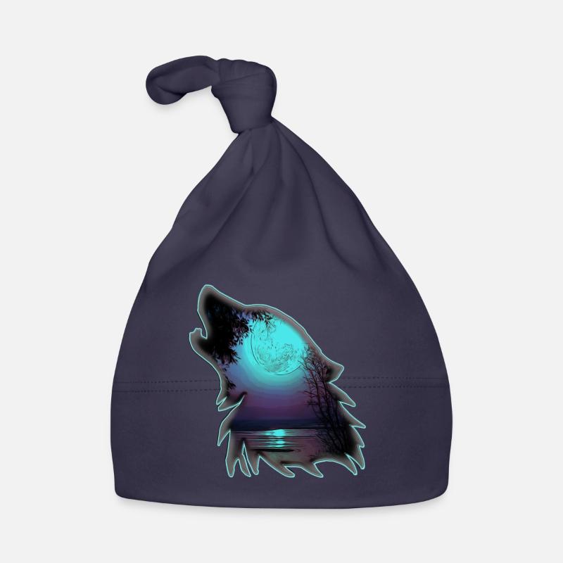 Wolf mit Mond | Yolo-Artwork Baby Bio-Mütze