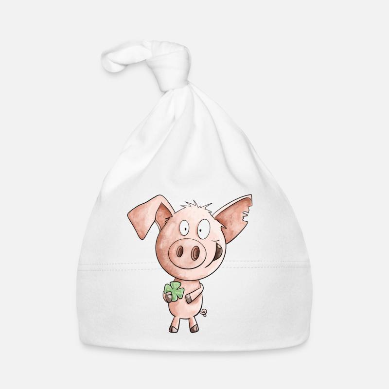 Glück Schwein Mit Kleeblatt Baby Bio-Mütze