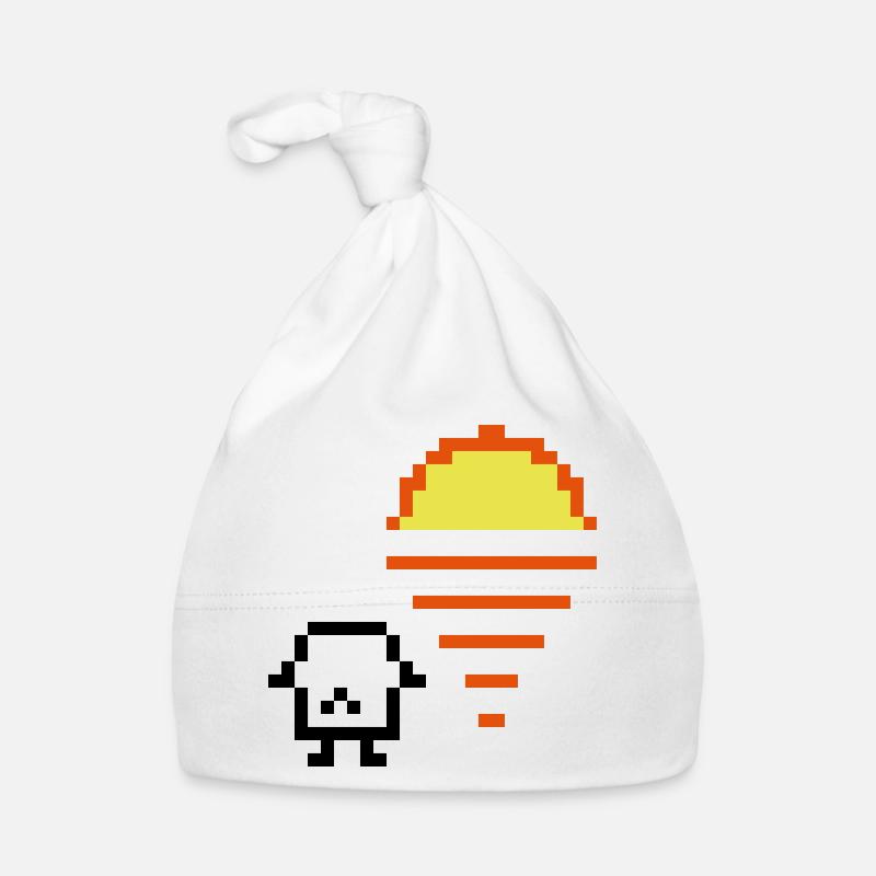 Retro 8 bit pixel sunset Organic Baby Cap